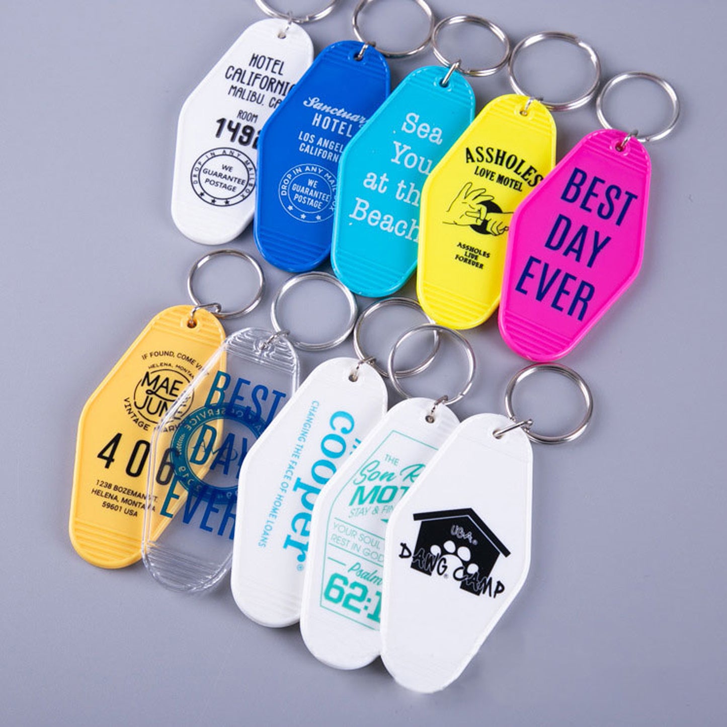 10 Pcs Custom Vintage Hotel/ Motel Key Chains Key Tag Print Your Design For Motel, Casino or Resort, B&B, Spa, VIP Suites and Lounges