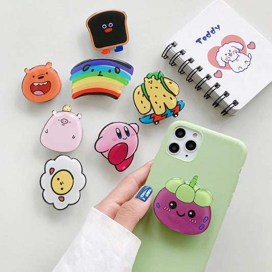 Buy 1 Get 1 Free Phone Grip Cute Bear Holder Cartoon Animal Kawaii Fruit Bread Shape Pop Up Phone Sockets Acrylic Epoxy Folding Phone Grip