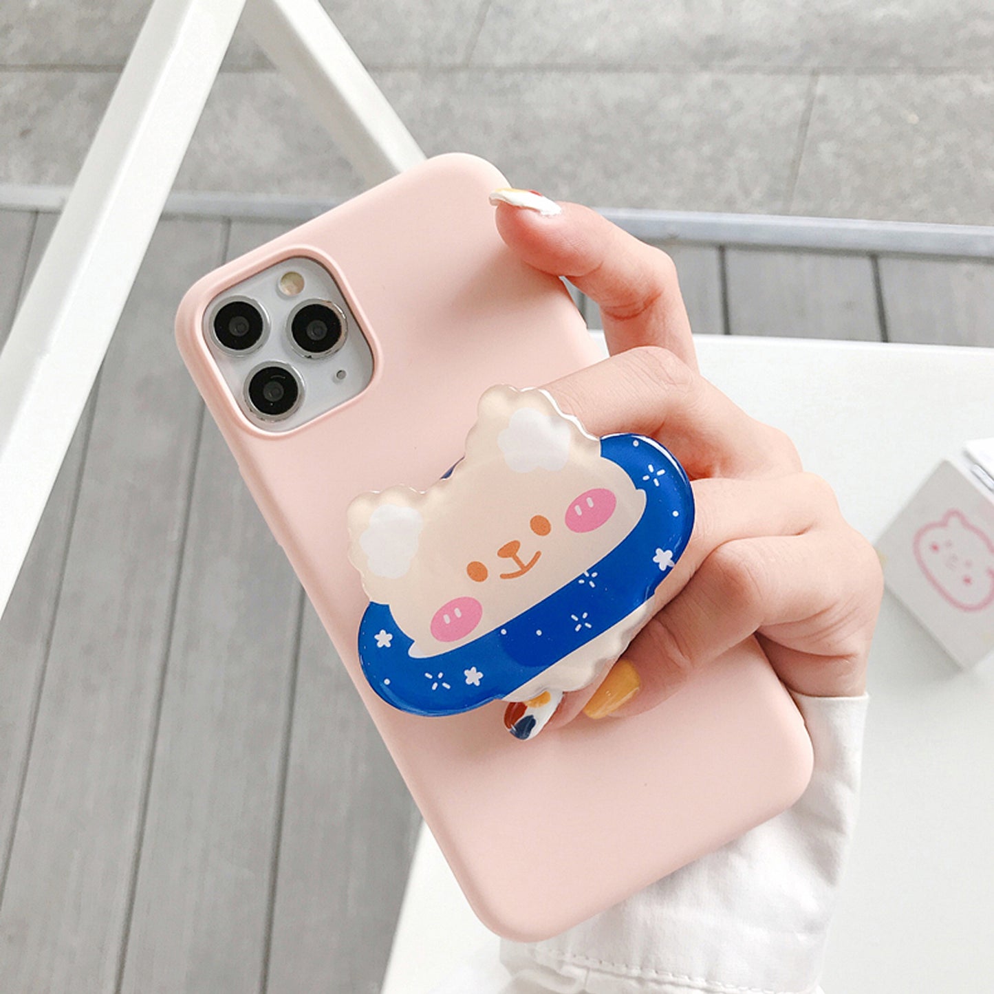 Buy 1 Get 1 Free Phone Grip Cute Bear Holder Cartoon Animal Kawaii Fruit Bread Shape Pop Up Phone Sockets Acrylic Epoxy Folding Phone Grip