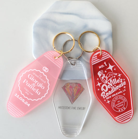 Personalization Transparent Motel Key Tag, Hotel Keychains, Custom Logo Text Key Tag For Club, Party, Business, wedding Gift