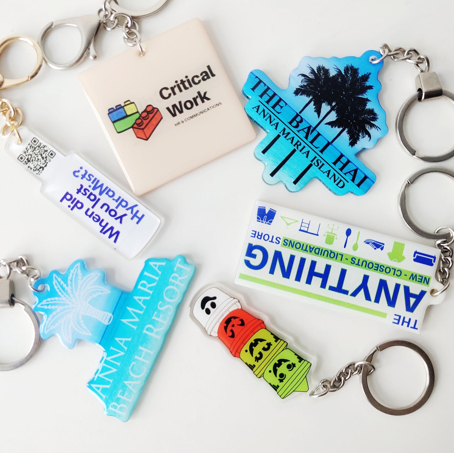 50 pcs Custom Any Shape Acrylic Epoxy Personalized Both side Printing, Full Colour Logo Printing Key chains