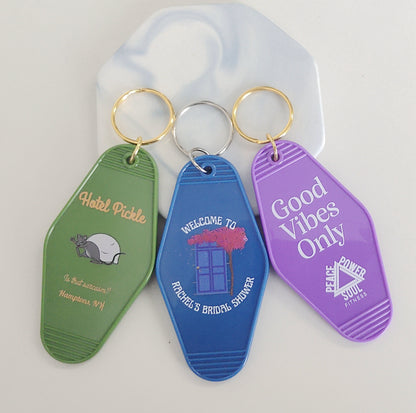 10 Pcs Custom Vintage Hotel/ Motel Key Chains Key Tag Print Your Design For Motel, Casino or Resort, B&B, Spa, VIP Suites and Lounges
