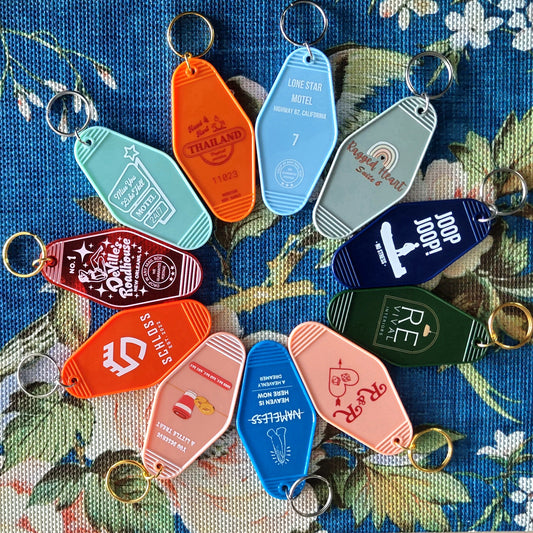 10 Pcs Custom Vintage Hotel/ Motel Key Chains Key Tag Print Your Design For Motel, Casino or Resort, B&B, Spa, VIP Suites and Lounges