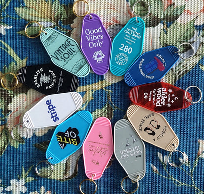 10 Pcs Custom Vintage Hotel/ Motel Key Chains Key Tag Print Your Design For Motel, Casino or Resort, B&B, Spa, VIP Suites and Lounges